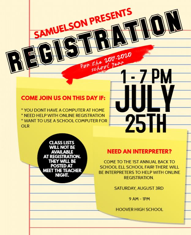 Registration Samuelson Elementary School