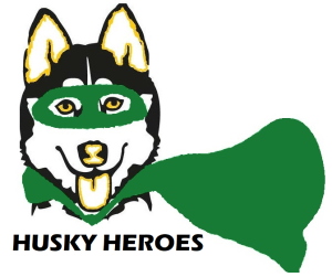 Husky heroes logo with text