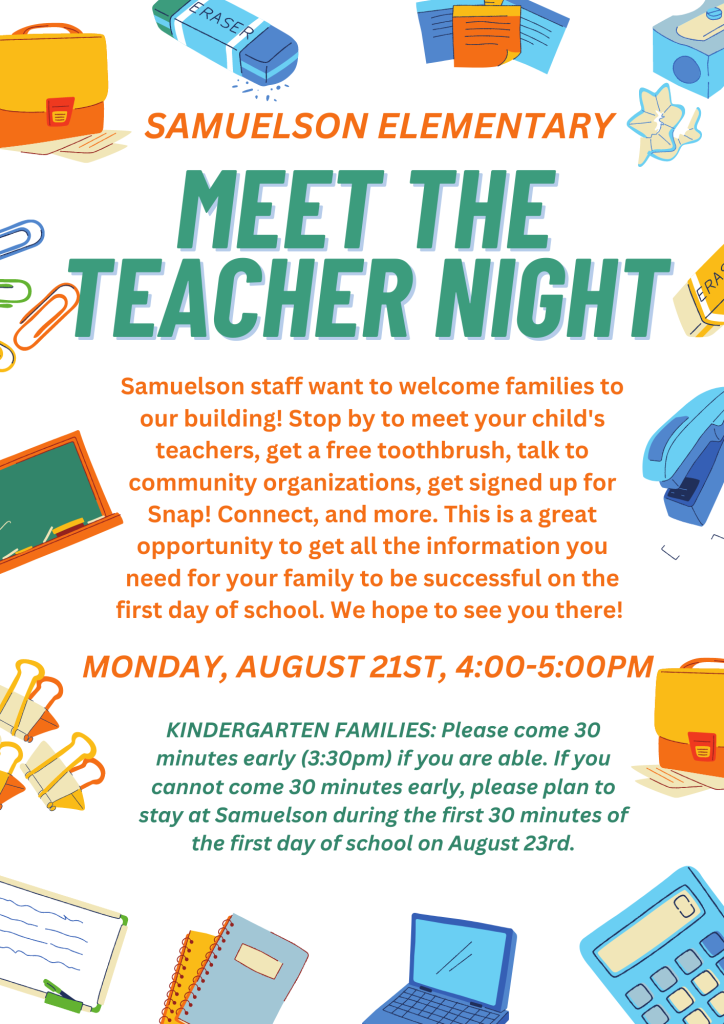 Meet the Teacher Night! - Samuelson Elementary School